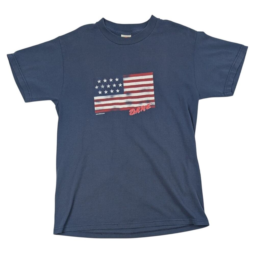Vintage Dare to Resist Drugs and Violence American Flag 90s Shirt Size Medium